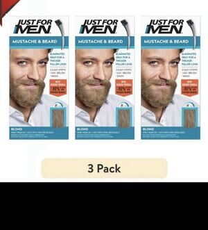 Just For Men Mustache & Beard, M-10/15 Beard Coloring for Gray Hair Blond, 3 Pk